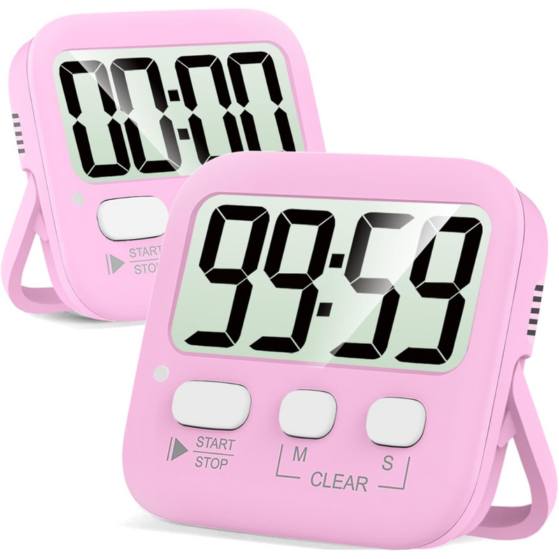 Digitale Küchen-Timer | 2er-Pack | Groß | Vielseitig | Magnetisch | Deutlich-Rosa-Luzern Mode