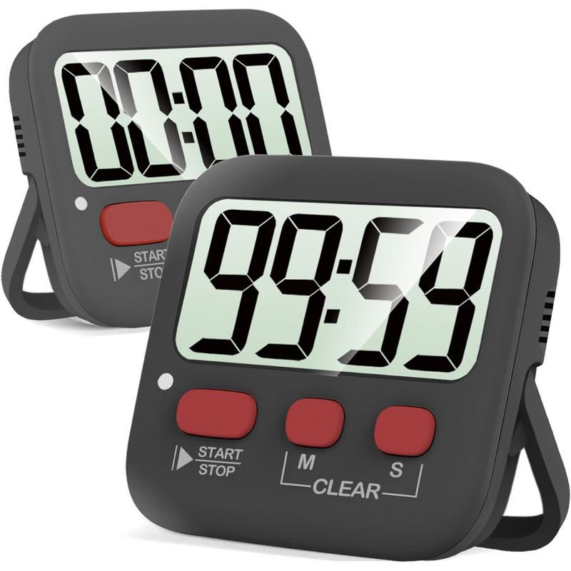 Digitale Küchen-Timer | 2er-Pack | Groß | Vielseitig | Magnetisch | Deutlich-Schwarz-Luzern Mode