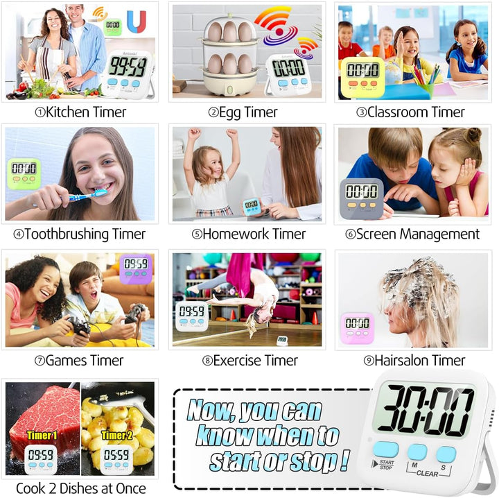 Digitale Küchen-Timer | 2er-Pack | Groß | Vielseitig | Magnetisch | Deutlich-Luzern Mode