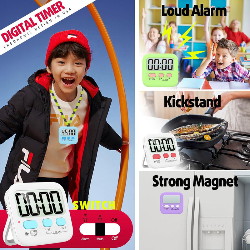 Digitale Küchen-Timer | 2er-Pack | Groß | Vielseitig | Magnetisch | Deutlich-Luzern Mode