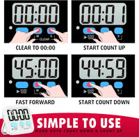 Digitale Küchen-Timer | 2er-Pack | Groß | Vielseitig | Magnetisch | Deutlich-Luzern Mode