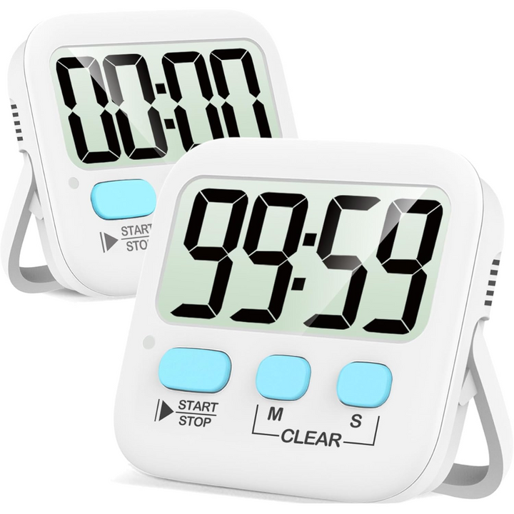 Digitale Küchen-Timer | 2er-Pack | Groß | Vielseitig | Magnetisch | Deutlich-Weiß-Luzern Mode