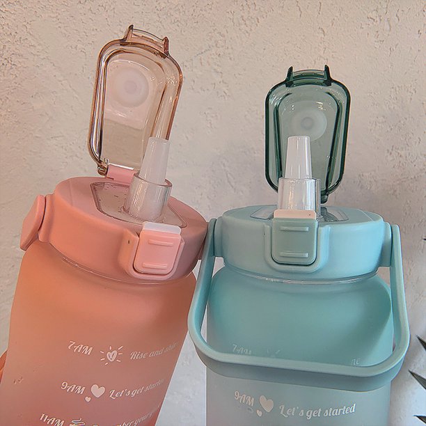 Wasserflasche | 2L | Zeitmarkierung | Langlebig | Trinkhalm | Praktisch | Vielseitig-Luzern Mode