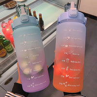 Wasserflasche | 2L | Zeitmarkierung | Langlebig | Trinkhalm | Praktisch | Vielseitig-Luzern Mode