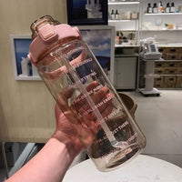 Wasserflasche | 2L | Zeitmarkierung | Langlebig | Trinkhalm | Praktisch | Vielseitig-Transparent Rosa-Luzern Mode