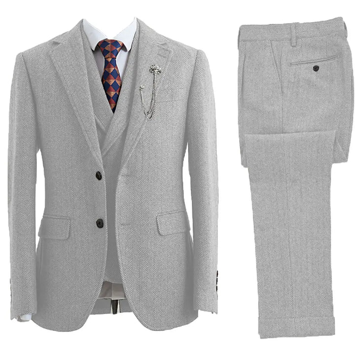 3-Piece Herringbone Patterned Suit - Leonard