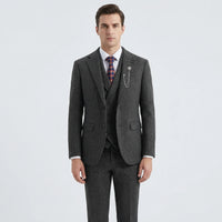 3-Piece Herringbone Patterned Suit - Leonard