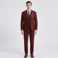 3-Piece Herringbone Patterned Suit - Leonard