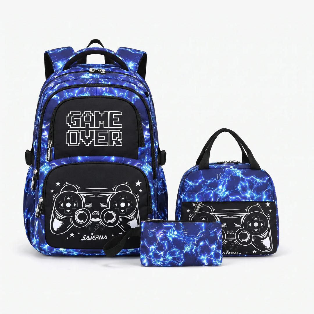 3-Teiliges Schulrucksack Set Im Gaming-Design - Luminoz