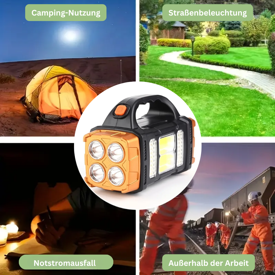 Notfall-Taschenlampe | 3-in-1 Powerbank Taschenlampe Solarbetrieben Wiederaufladbar Robust-Luzern Mode