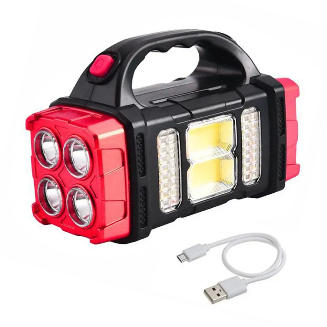 Notfall-Taschenlampe | 3-in-1 Powerbank Taschenlampe Solarbetrieben Wiederaufladbar Robust-Rot-Luzern Mode