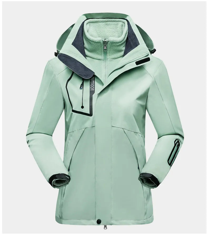 Damen Outdoorjacke wasserdicht atmungsaktiv winddicht-Grün-M-Luzern Mode