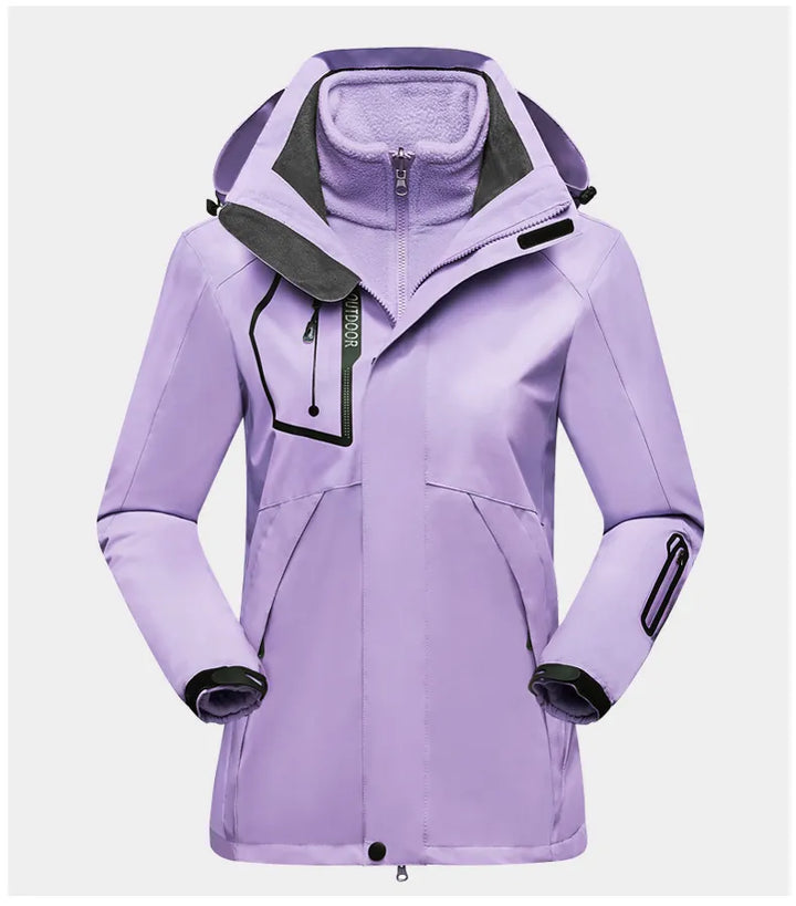 Damen Outdoorjacke wasserdicht atmungsaktiv winddicht-Lila-M-Luzern Mode
