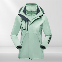 Damen Outdoorjacke | Kapuze | Fleecefutter | Wasserdicht | Winddicht-Grün-M-Luzern Mode