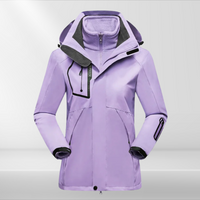 Damen Outdoorjacke | Kapuze | Fleecefutter | Wasserdicht | Winddicht-Lila-M-Luzern Mode