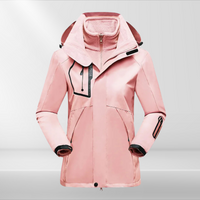 Damen Outdoorjacke | Kapuze | Fleecefutter | Wasserdicht | Winddicht-Rosa-M-Luzern Mode