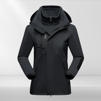 Damen Outdoorjacke | Kapuze | Fleecefutter | Wasserdicht | Winddicht-Schwarz-M-Luzern Mode