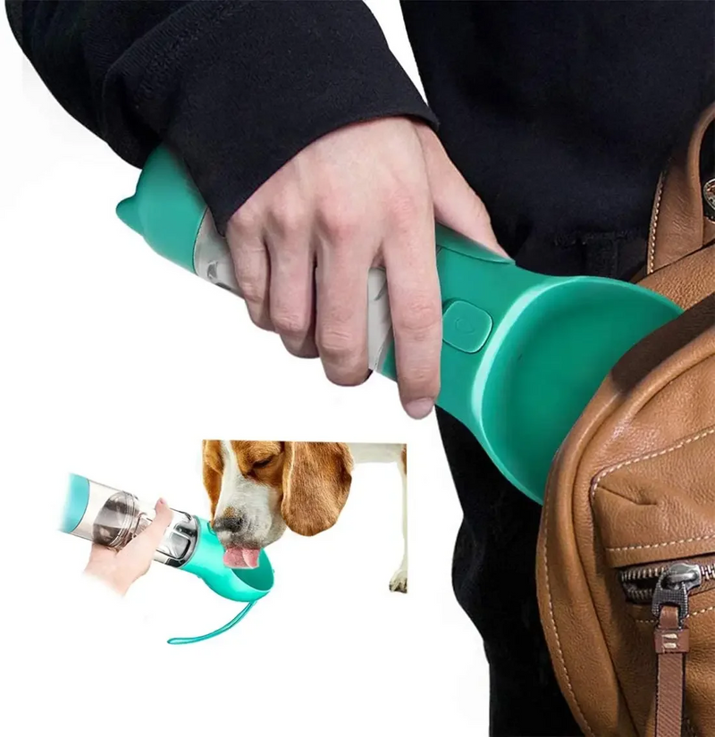 Haustier Wasserflasche | 3-in-1 Kompakt Intelligent Wasserschale Futterschale Vielseitig-Blau-300ml-Luzern Mode