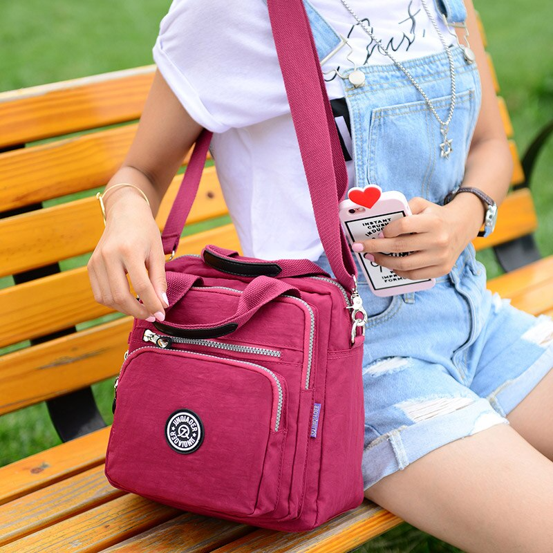 Damen Schultertasche Wasserdicht Nylon Alltagstasche-Fuchsie (Ausverkauft!)-Luzern Mode