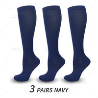 Damen Kniestrümpfe 3er Pack - Bequeme Alltagsstrümpfe-3 Paar Blau-S-M (EU 35-38)-Luzern Mode