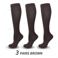 Damen Kniestrümpfe 3er Pack - Bequeme Alltagsstrümpfe-3 Paar Braun-S-M (EU 35-38)-Luzern Mode