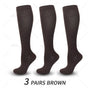 Damen Kniestrümpfe 3er Pack - Bequeme Alltagsstrümpfe-3 Paar Braun-S-M (EU 35-38)-Luzern Mode