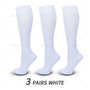 Damen Kniestrümpfe 3er Pack - Bequeme Alltagsstrümpfe-3 Paar Weiß-S-M (EU 35-38)-Luzern Mode