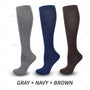 Damen Kniestrümpfe 3er Pack - Bequeme Alltagsstrümpfe-Grau Blau Braun-S-M (EU 35-38)-Luzern Mode