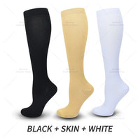 Damen Kniestrümpfe 3er Pack - Bequeme Alltagsstrümpfe-Schwarz Hautfarbe Wei-S-M (EU 35-38)-Luzern Mode