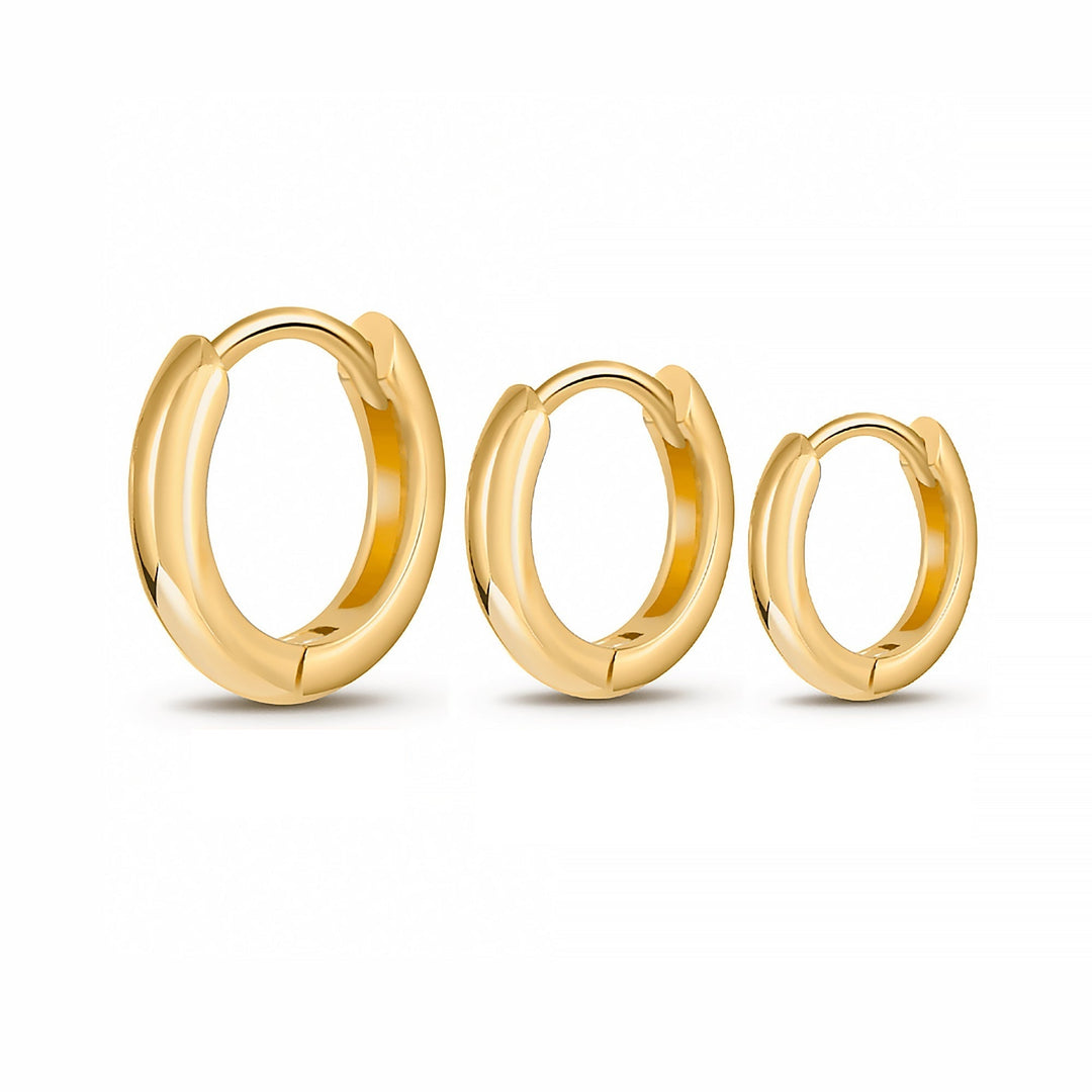 Ohrring-Set | 3-teilig | Runde, langlebige Silber-Creolen | Stilvoll & modern-Gold-Luzern Mode