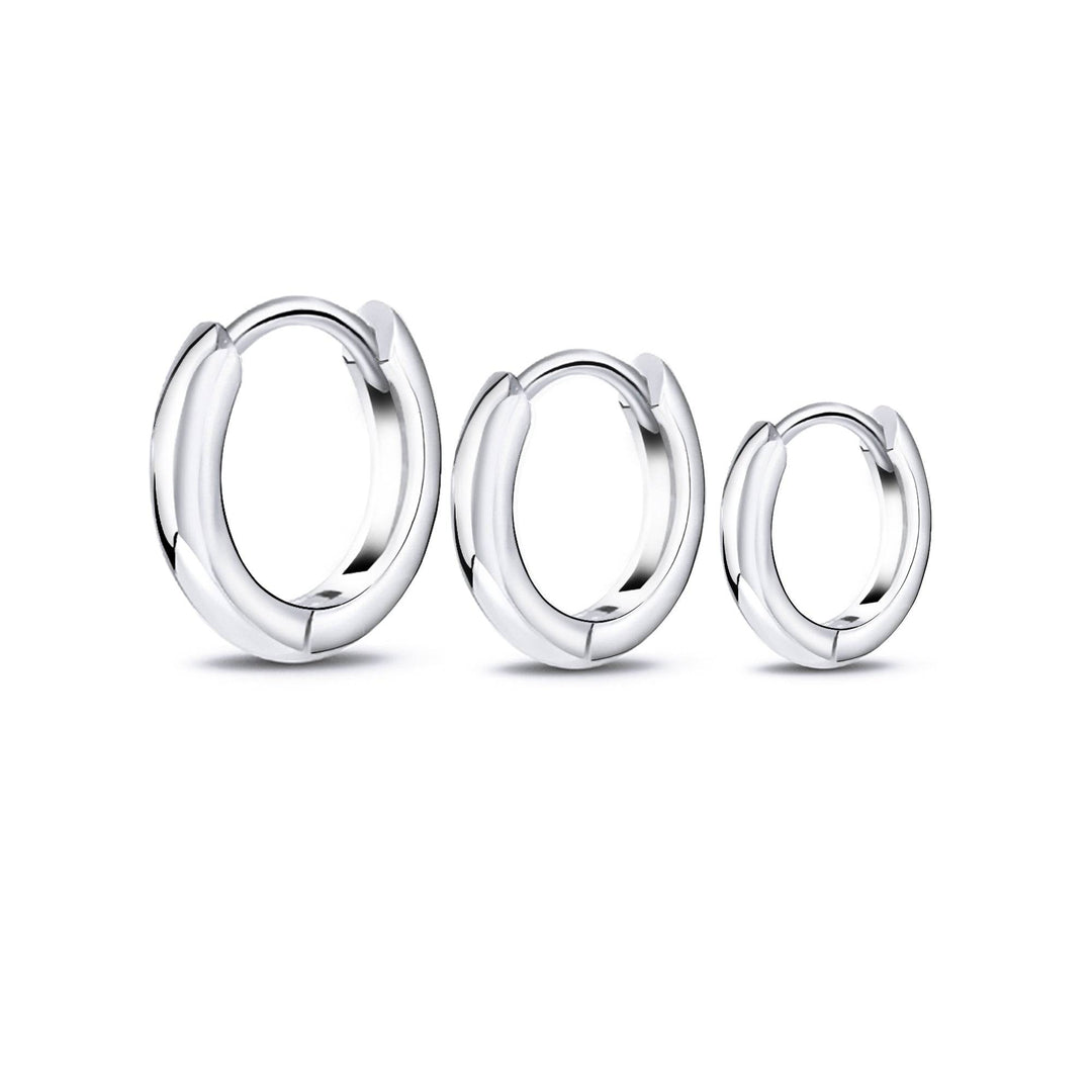 Ohrring-Set | 3-teilig | Runde, langlebige Silber-Creolen | Stilvoll & modern-Silber-Luzern Mode