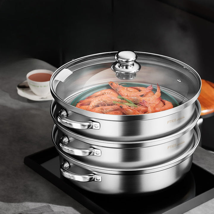 Dampfgarer | 3-Schicht Edelstahl Langlebig Vielseitig Praktisch Effizient-Luzern Mode