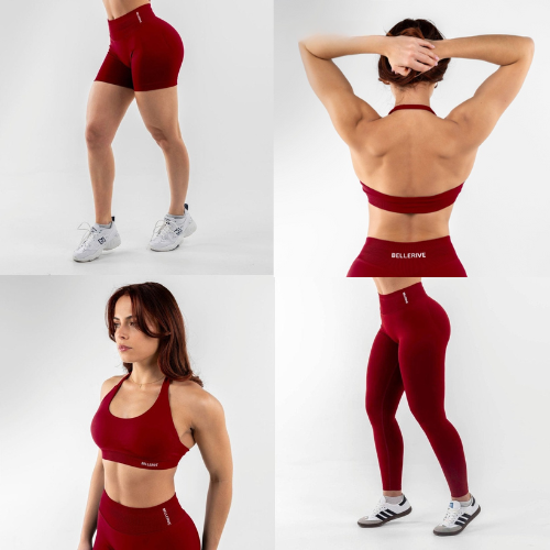 3-teiliges Push-Up Sportset | Top | Leggings | Shorts | Stretchstoff-Luzern Mode