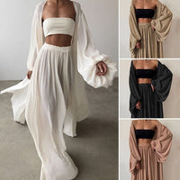 Damen Sommer-Set | 3-Teilig | Locker | Hose | Blazer | Bandeau Top-Luzern Mode