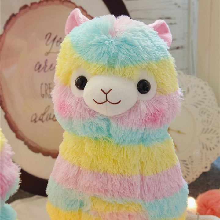 Weiches Regenbogen-Alpaka Kuscheltier aus Plüsch für Babys & Kleinkinder