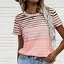 Gestreiftes Damen T-Shirt mit Rundhalsausschnitt & Farbverlauf – Melia