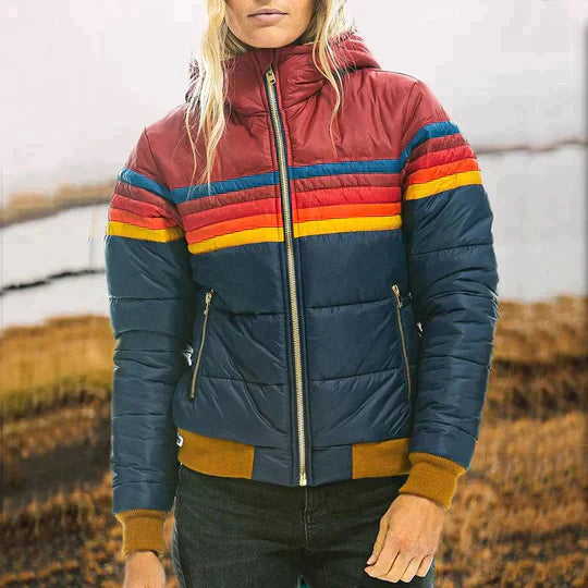 Farbenfrohe Steppjacke für Damen mit Kapuze – Ylva