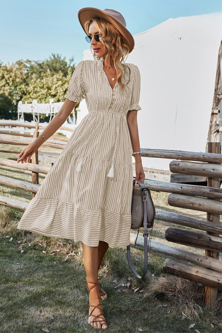 Gestreiftes Sommer-Midikleid – Amira