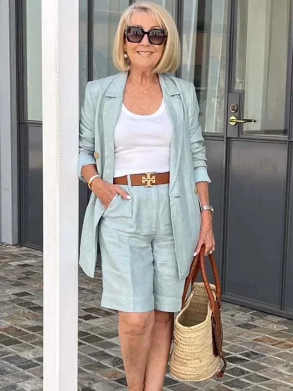 Trendy Damen Leinen Sommeranzug – Camille