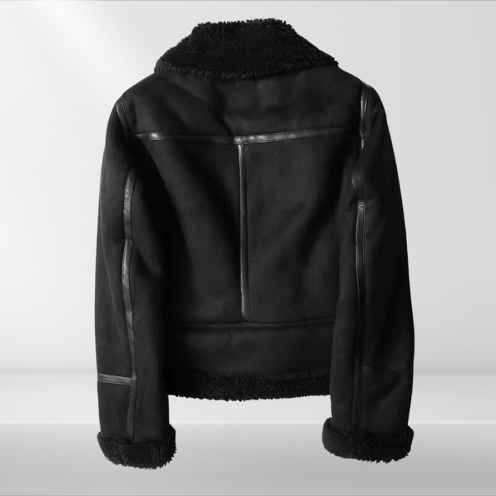 Damen Sherpa Bomberjacke aus Fleece mit Reißverschluss – Amira