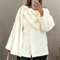 Bouclé-Poncho mit Schal-Detail – Vivienne