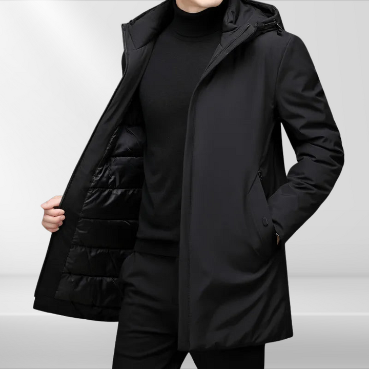 Klassische Herren Kapuzenjacke mit Entendaunenfüllung – Matteo
