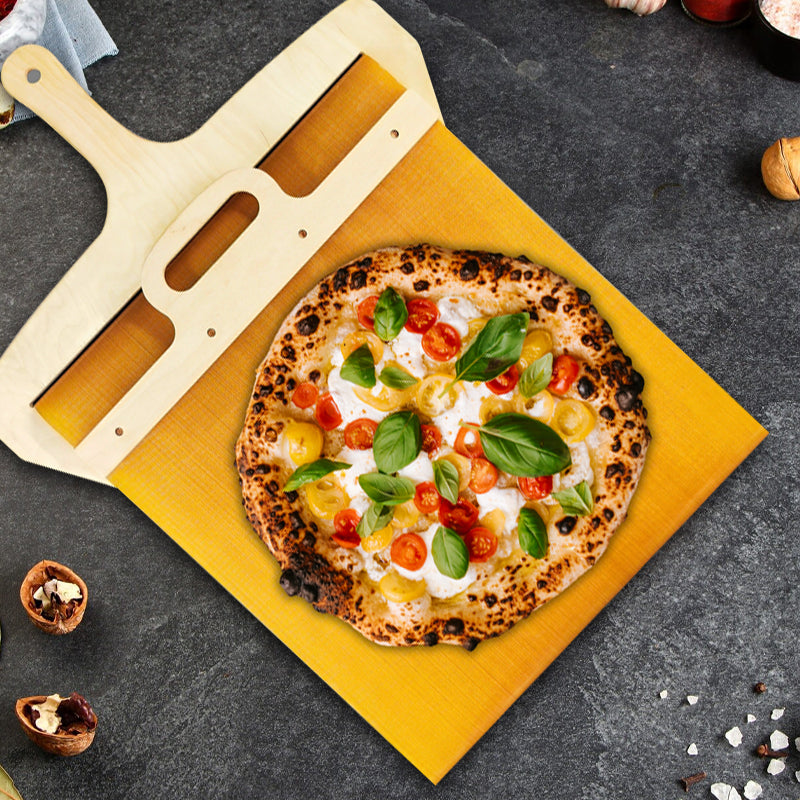 Verschiebbarer Pizzaschieber aus Birkenholz mit Schiebemechanismus – Fornello