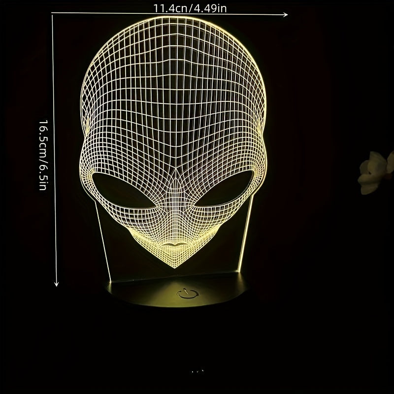 Alienkopf Tischlampe | LED | 7 Farben | Einstellbar | USB | Glas-Luzern Mode