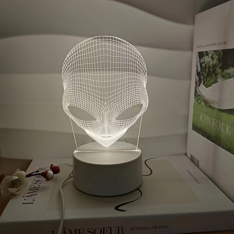 Alienkopf Tischlampe | LED | 7 Farben | Einstellbar | USB | Glas-Luzern Mode