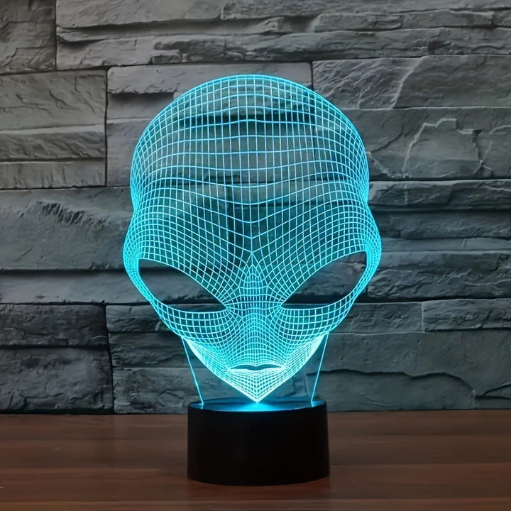 Alienkopf Tischlampe | LED | 7 Farben | Einstellbar | USB | Glas-Luzern Mode