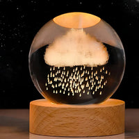 Gravierte Glaskugel | Realistisch | USB | LED | Holz | Kompakt-Luzern Mode