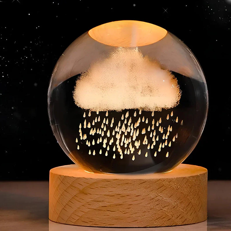 Gravierte Glaskugel | Realistisch | USB | LED | Holz | Kompakt-Luzern Mode