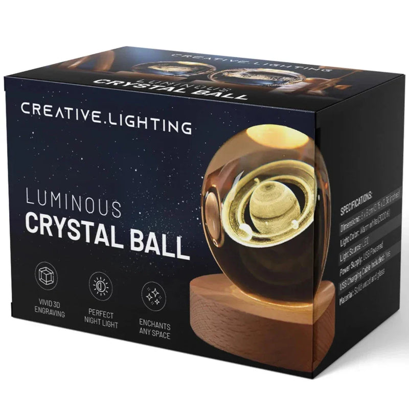 Gravierte Glaskugel | Realistisch | USB | LED | Holz | Kompakt-Luzern Mode