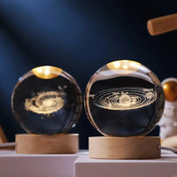Gravierte Glaskugel | Realistisch | USB | LED | Holz | Kompakt-Luzern Mode